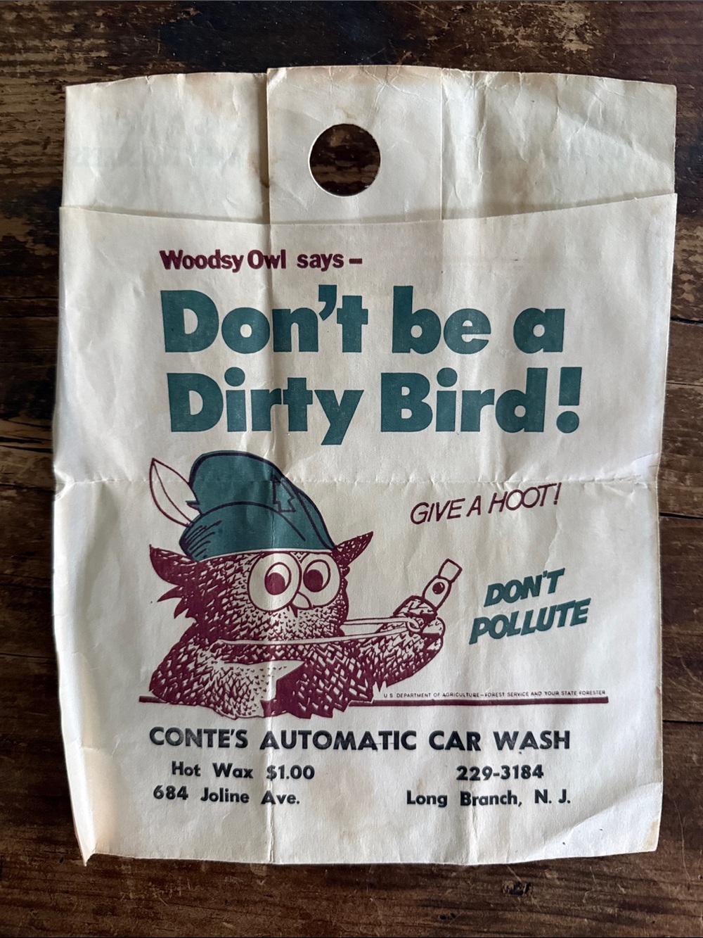 Vintage 70s Woodsy Owl 'HELP' Litterbag